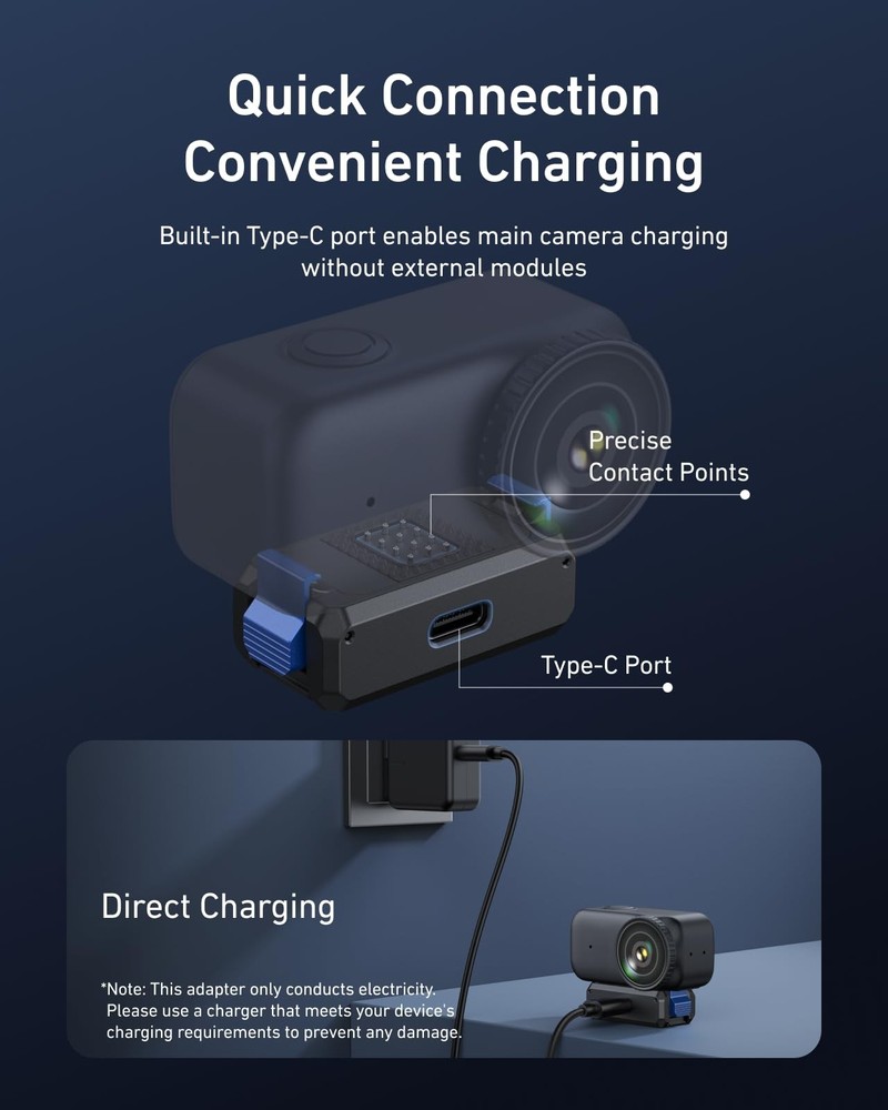 TELESIN Magnetic Quick-Release Charging Adapter Mount for DJI Osmo silver