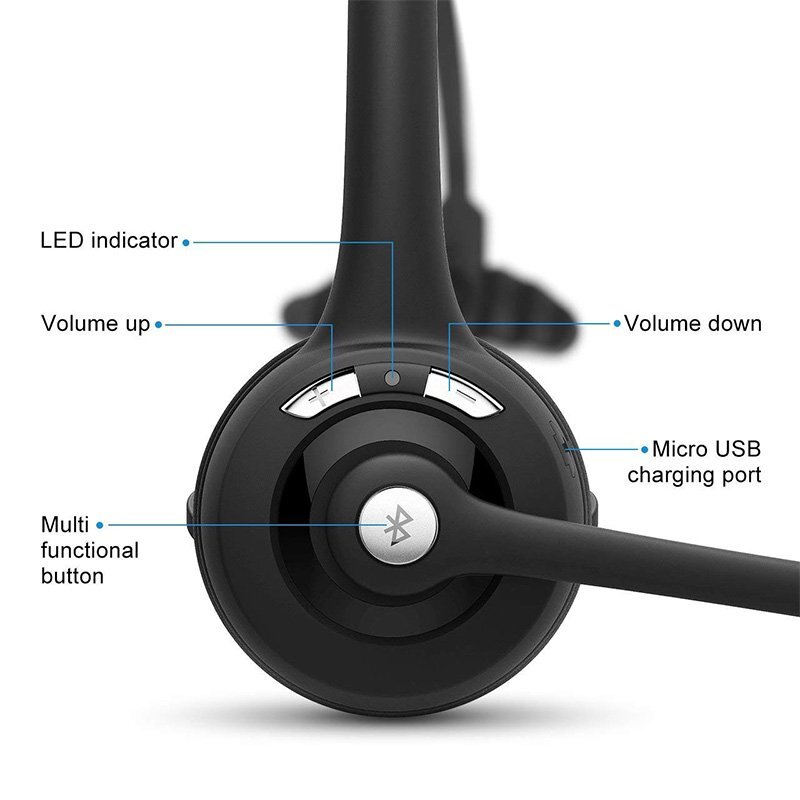Wireless Bluetooth Headset Headphone Stereo Noise Cancelling With Mic For PC