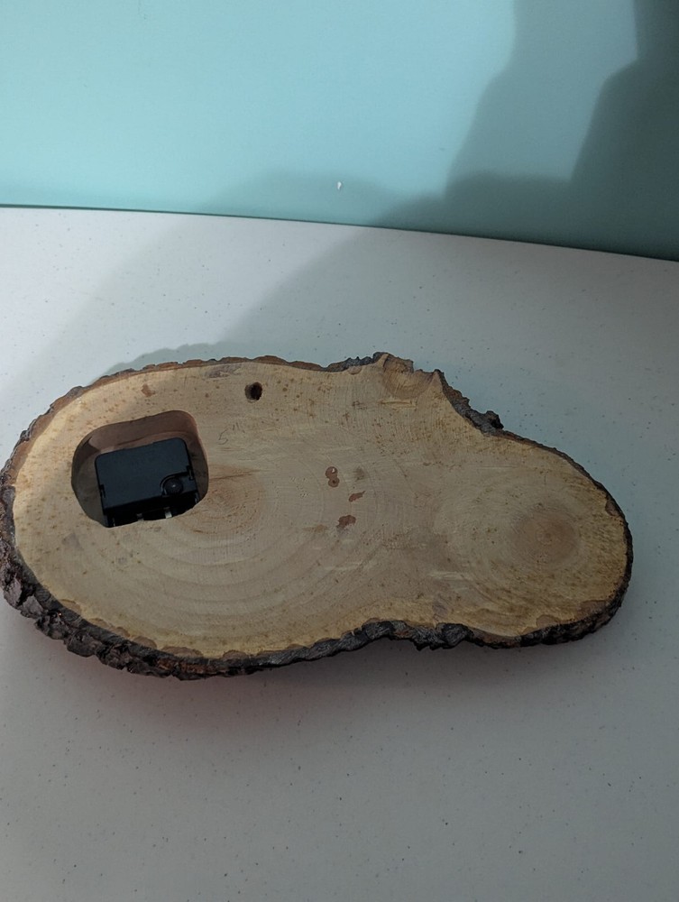 Handmade Live Edged Wood Clock Tested Working Vintage