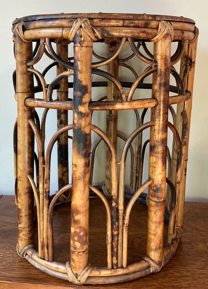 Vintage Tortoise Burnt Bamboo Drum Side table