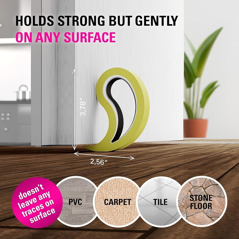 4 Pack White Door and Window Stopper Multi-Functional Wedge Convenient Hook