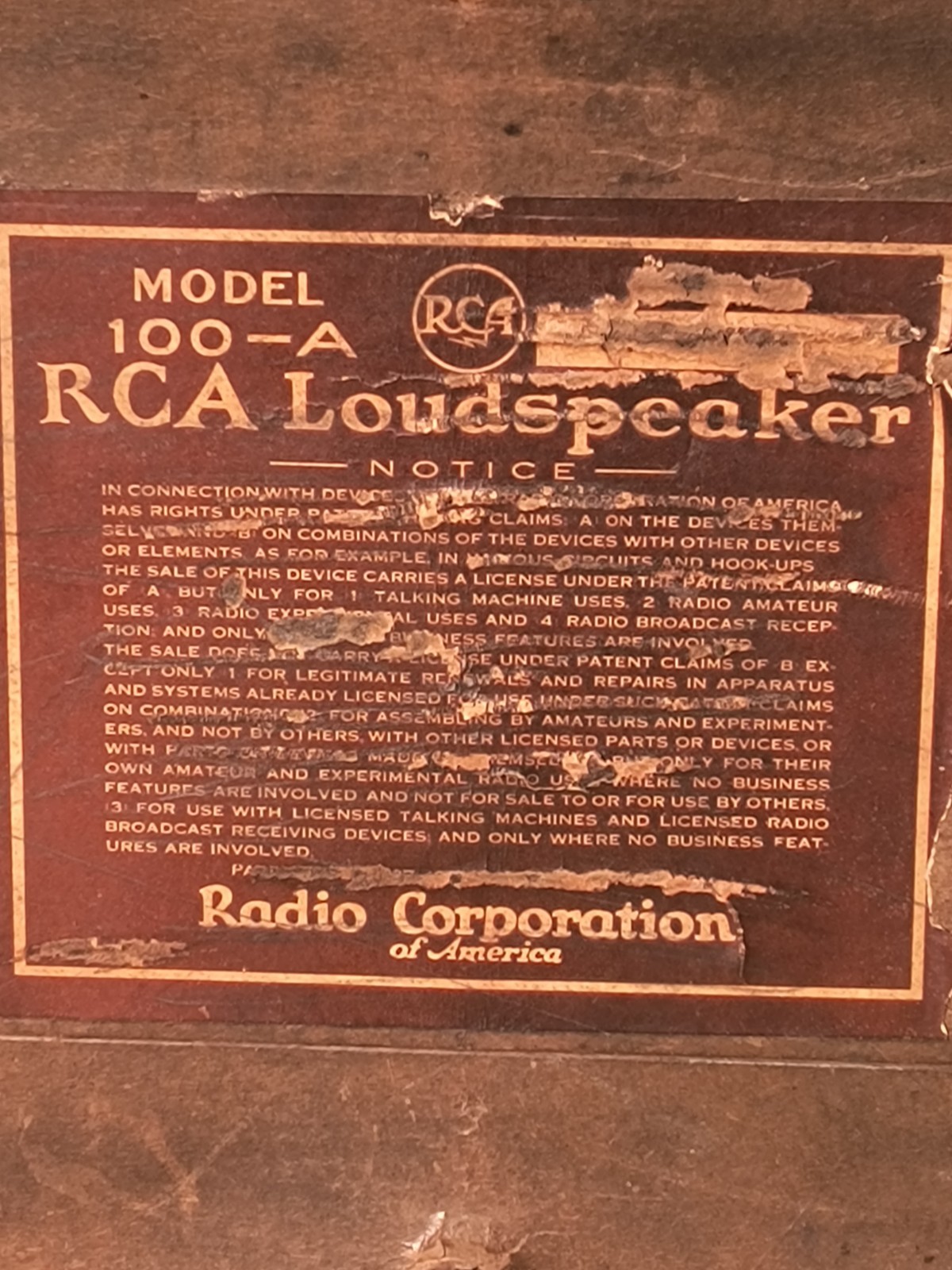 Antique 1927 RCA Radiola Loudspeaker Model 100-A Radio Speaker - To Restore