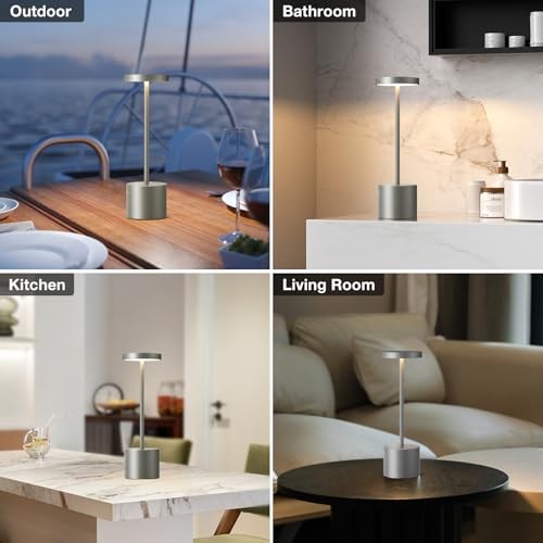 Grey Rechargeable Cordless Lamp - Touch Control, 3 Color 2 Pack Gray