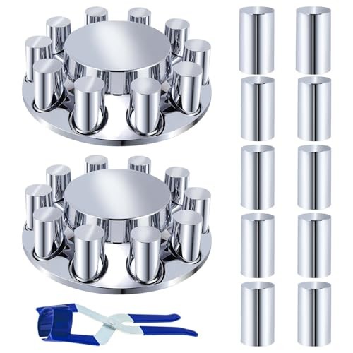 Front Axle Cover Kits ABS Chrome Plastic with 33mm Thread-on Flange Nut Front 2