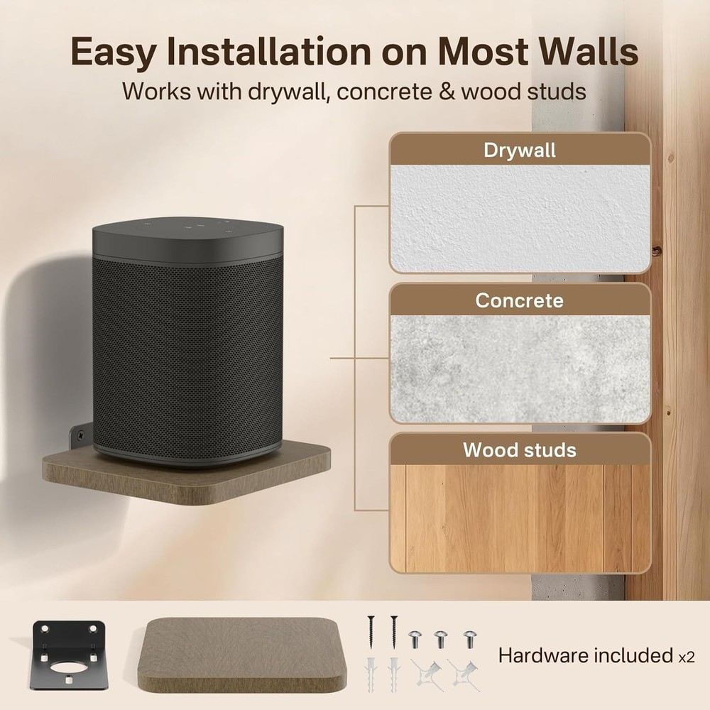 Versatile Wall Mounted Speaker Shelf for Compact Designs - Supports 7 lbs - 5.9"