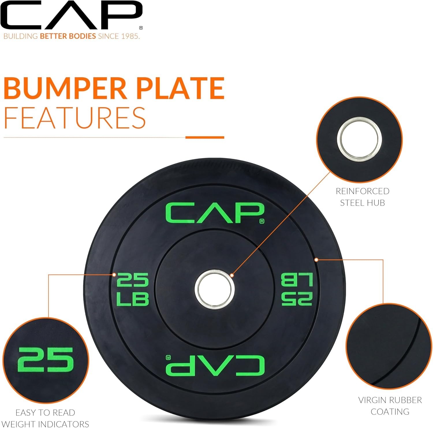CAP 2" Olympic Bumper Plate Weight Set 100lbs Home Gym Lifting Plates