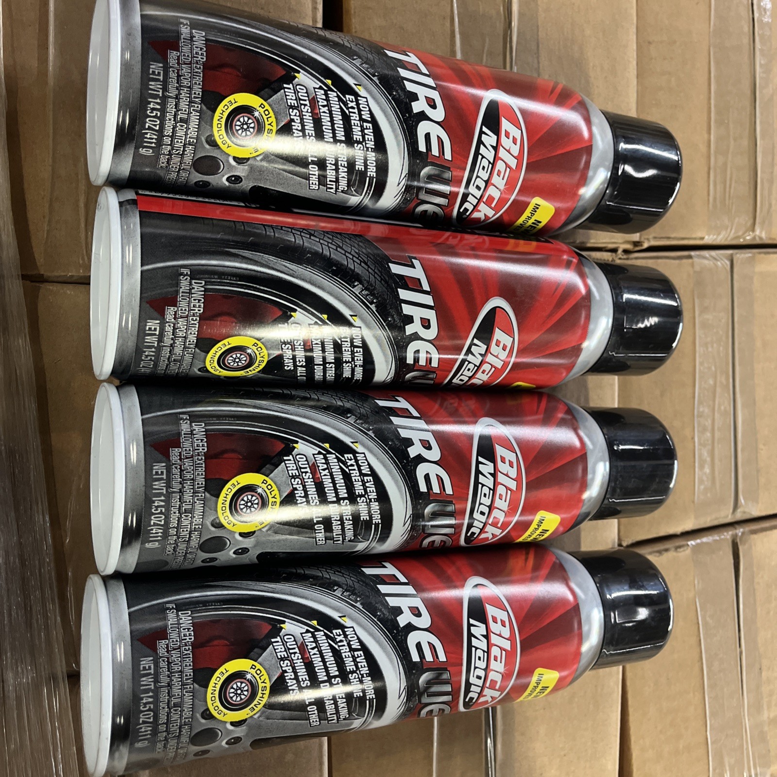 Black Magic Tire Wet Spray 14.5 oz. Tire Shine Spray BC23220 4 Pack