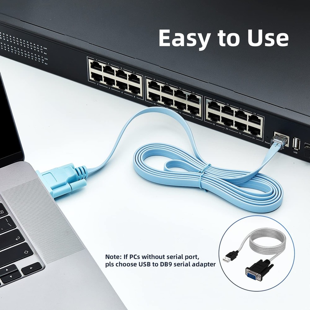 Plug-and-Play DB9 to RJ45 Console Management Cable - Reliable Data Transfer
