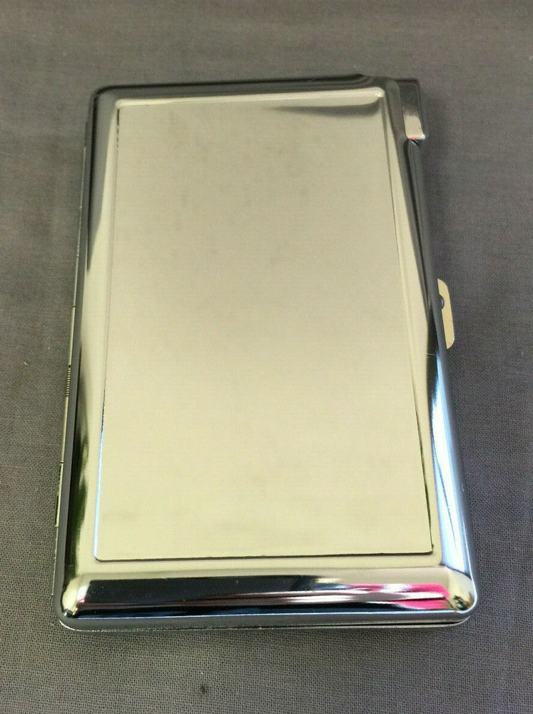 Silver Cigarette Case with Built in Lighter Metal Wallet