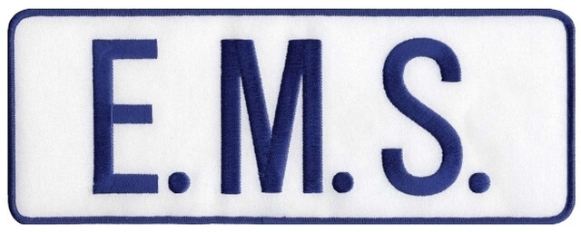 E.M.S. Royal Blue on White Back Panel Uniform Patch 11" X 4"
