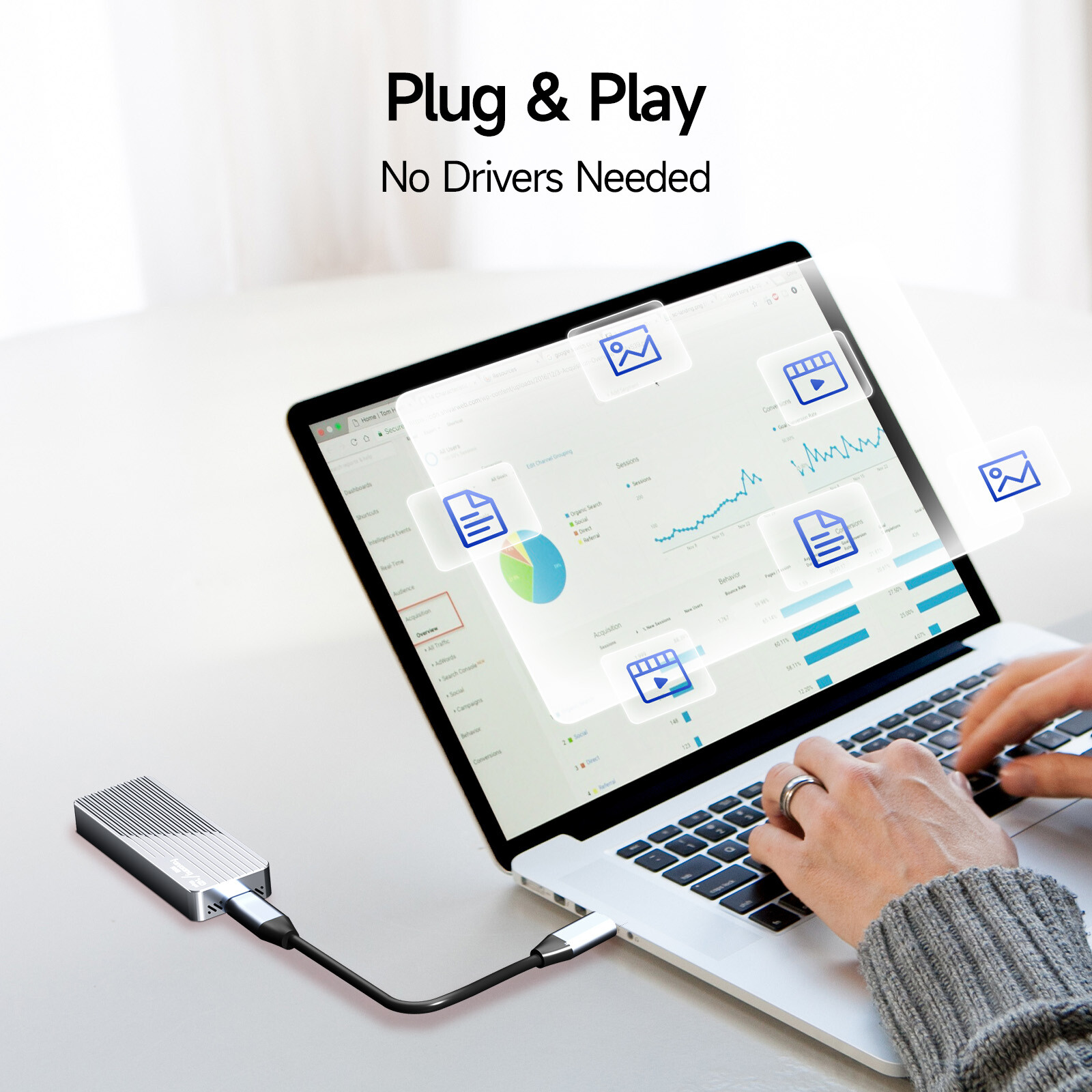 Fanxiang M.2 NVMe SATA SSD Enclosure USB Type C 10Gbps NVMe SSD External Case