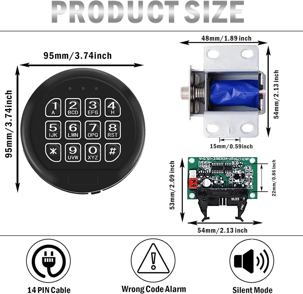 Gun Safe Lock Replacement Electronic Keypad Lock Safe Solenoid Lock