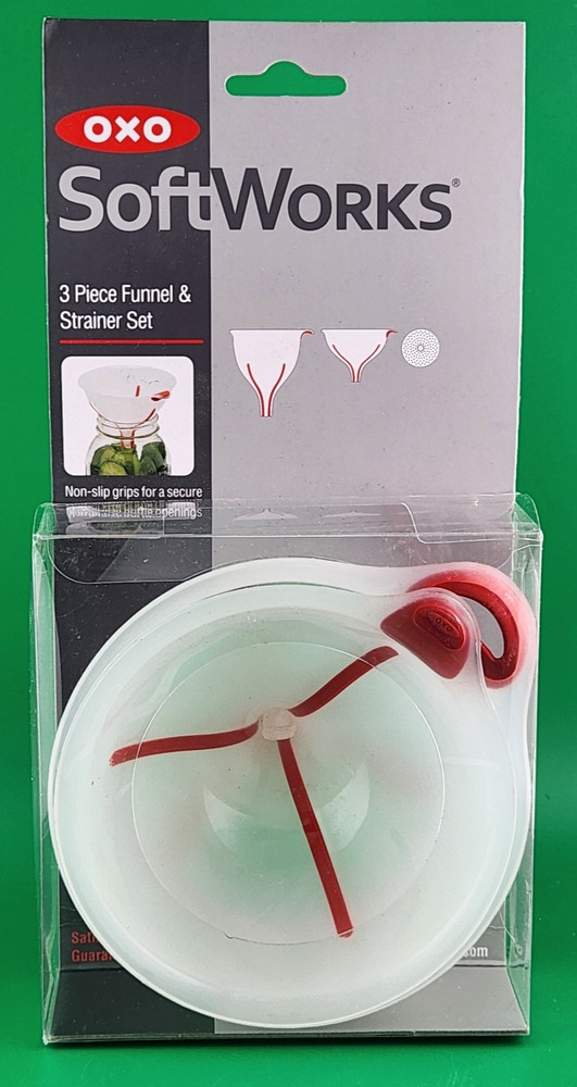OXO Softworks 3 Pcs Kitchen Funnel & Strainer Set NEW