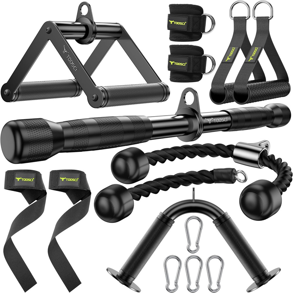 Cable Attachments Set for LAT Pulldown & Cable Machines - Home Gym Accessories