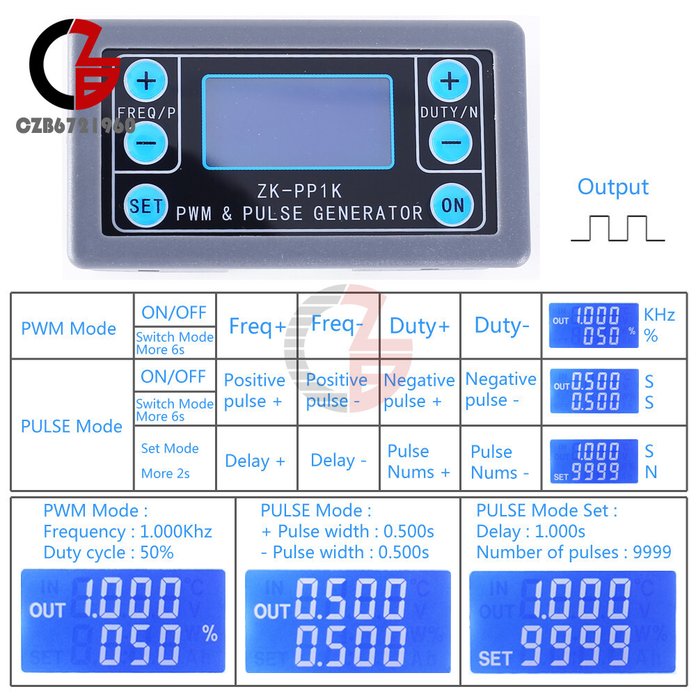 Dual Mode PWM Generator & Pulse Generator Frequency Duty Cycle Adjustable Module