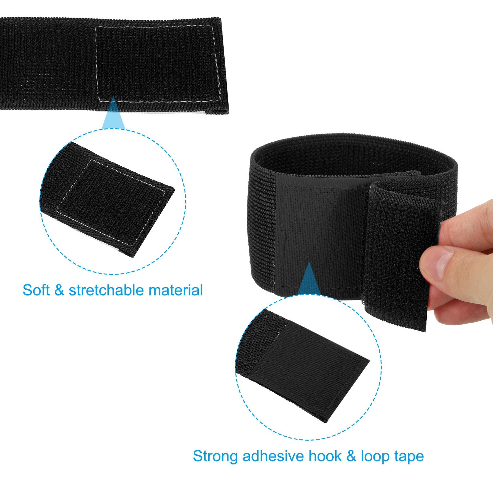 2 Set Boot Straps Elastic Ankle Straps Pants Leg Bands 12" Black