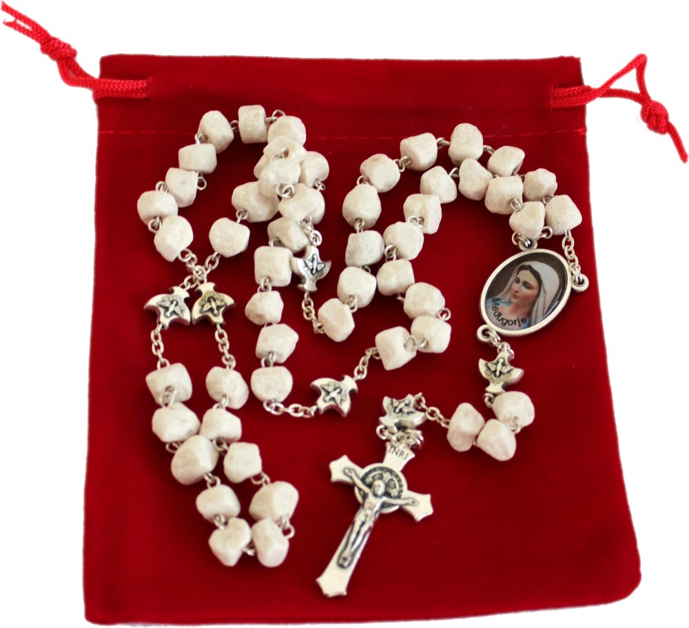 MEDJUGORJE - Rosary Made from Apparation Hill Stones (20 inches Long)