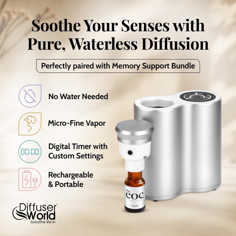 Aroma-Infinity Waterless Diffuser for Essential Oils with Memory Bundle Kit, ...
