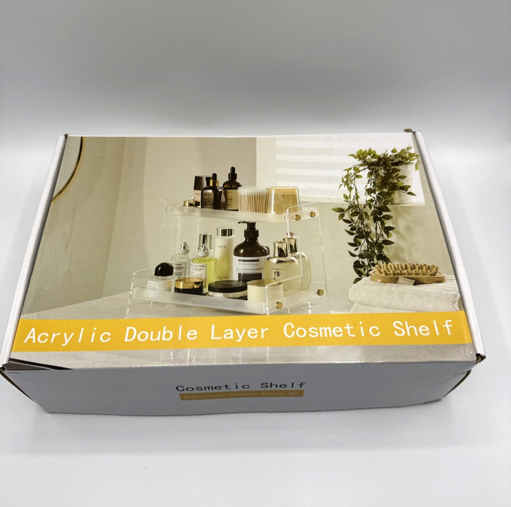 Clear Acrylic Double Layer Cosmetic Shelf