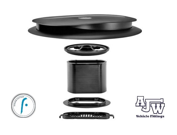 Flettner LPV Low Profile BLACK Vent + Adaptor Wind Double Skinned Roof