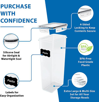 42 Pack Set Kitchen Plastic Food Containers with Airtight Lids Leak Proof