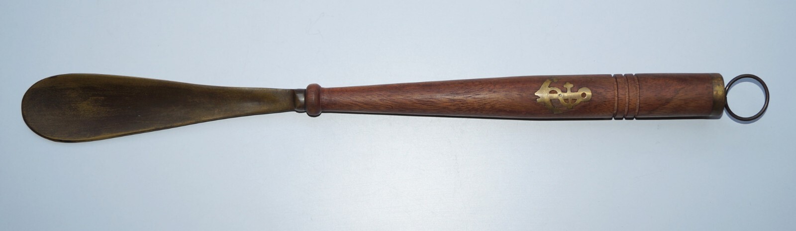 Antique Shoe Horn Solid Brass Wooden Handle Vintage Nautical Style Handmade