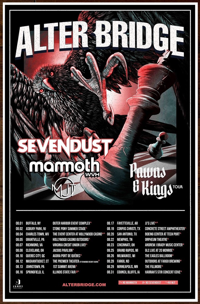 ALTER BRIDGE SEVENDUST MAMMOTH WVH Pawns & Kings Tour 2023 Ltd Ed RARE Poster!