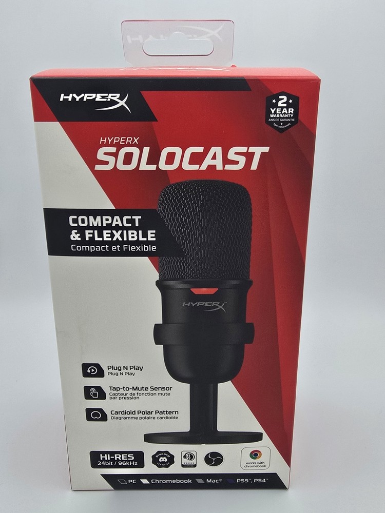 HyperX SoloCast Compact And Flexible Plug & Play USB Microphone Bundle