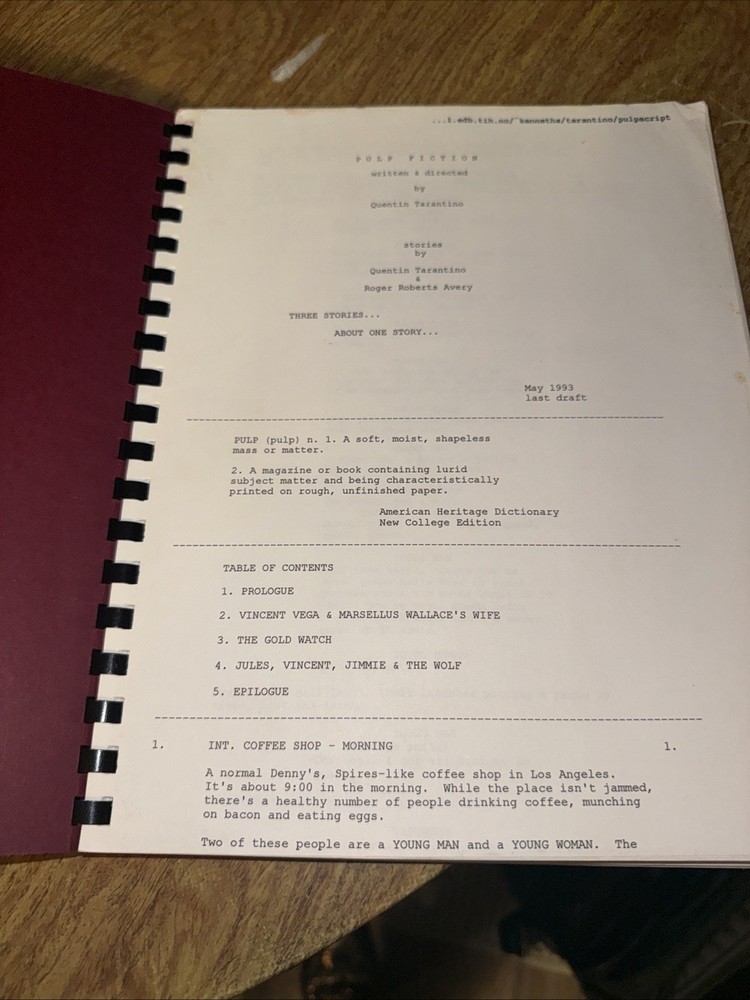 Pulp Fiction Script Print Quentin Tarantino Spiral Bound Last Draft