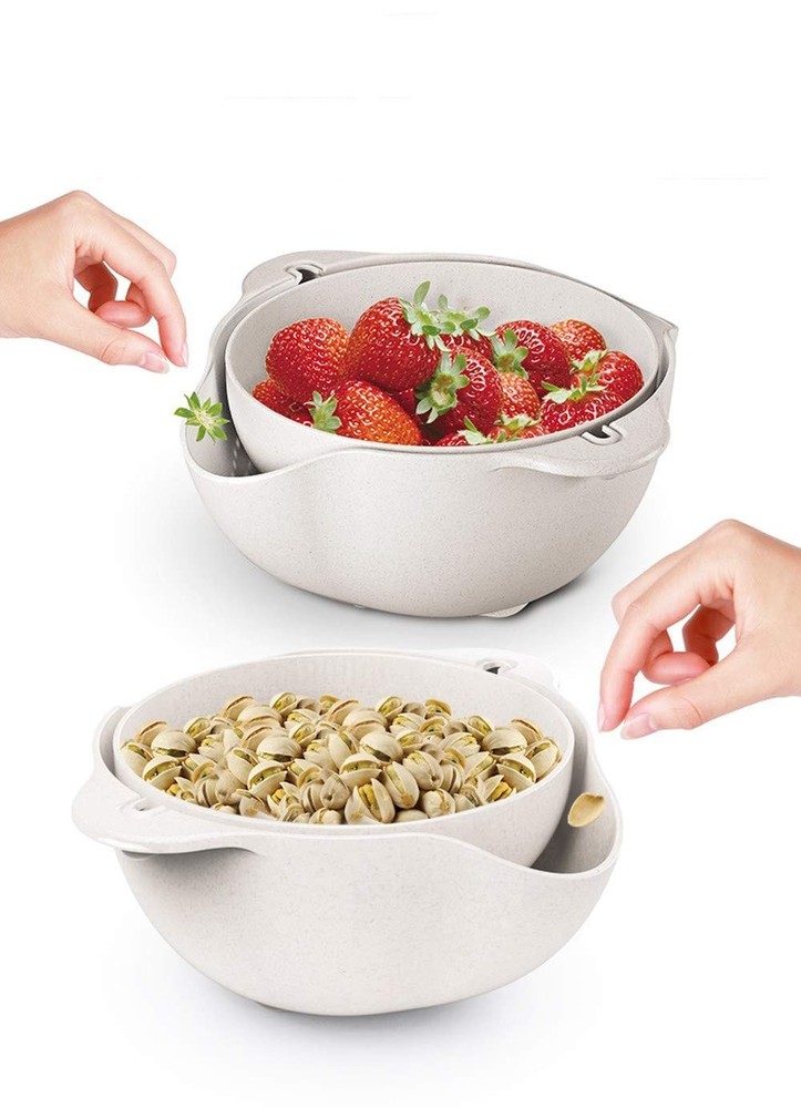 Multifunctional Kitchen Rolling Colander, Double Layer Swivel Drainer 2 in 1 ...