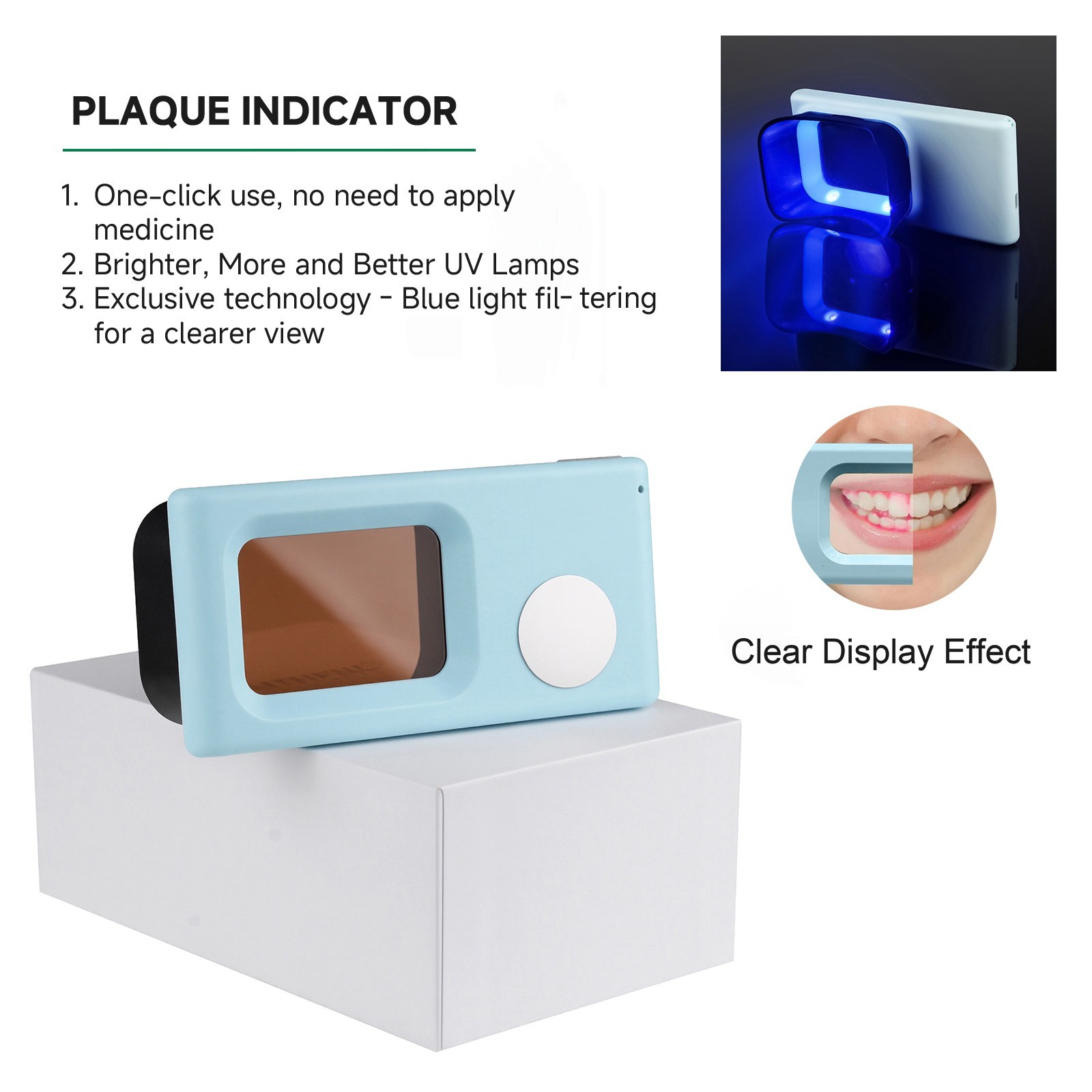 Electric Dental Plaque Indicator Detector Display Device Oral Hygiene Care Blue