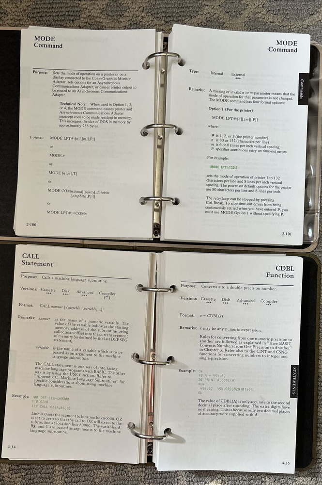 Vtg IBM 1983 DOS V. 2.10 & Basic 1982 Personal Computer Hardware Reference Libra