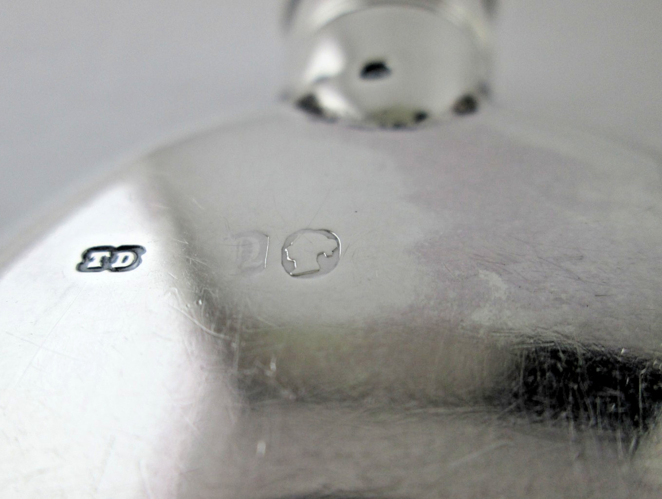 Victorian Antique Leather Case Sterling Silver Spirit Flask plus Cigarette Case