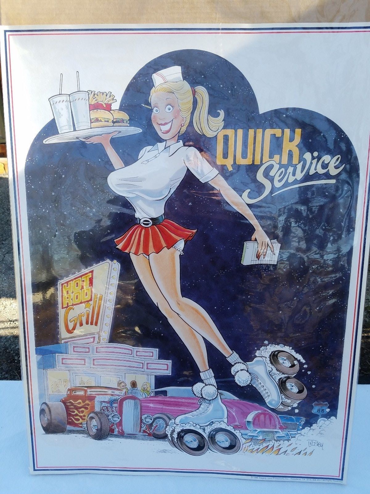 Quick Service Diner Hot Rod Grill By George Trosley Poster Art Garage 24"X 32"