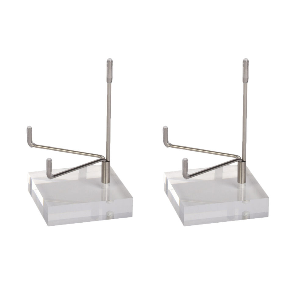 2/4Pack Square Arm Mineral Display Stand Acrylic Support Base Geode Specimens