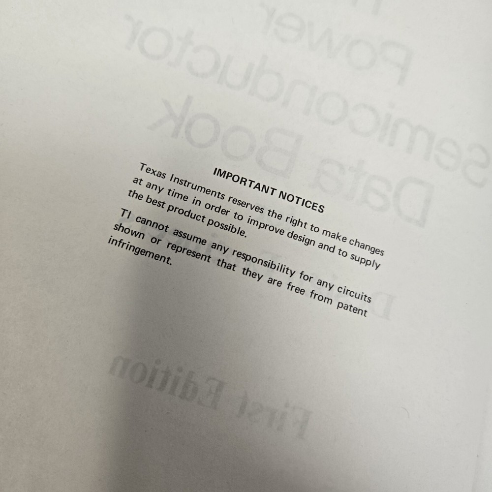 Texas Instruments Power Semiconductor Data Book Design Engineers 1973 First