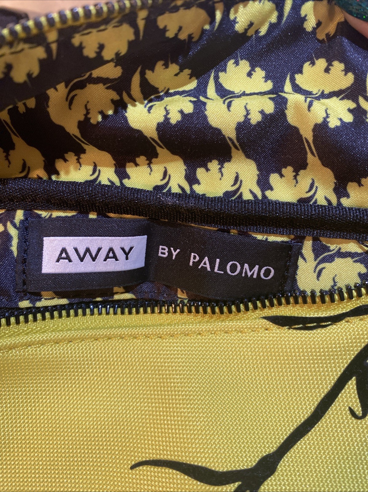 AWAY By Paloma Waist Pack Black Belt Bag Travel Accessory Neon Yellow W/floral