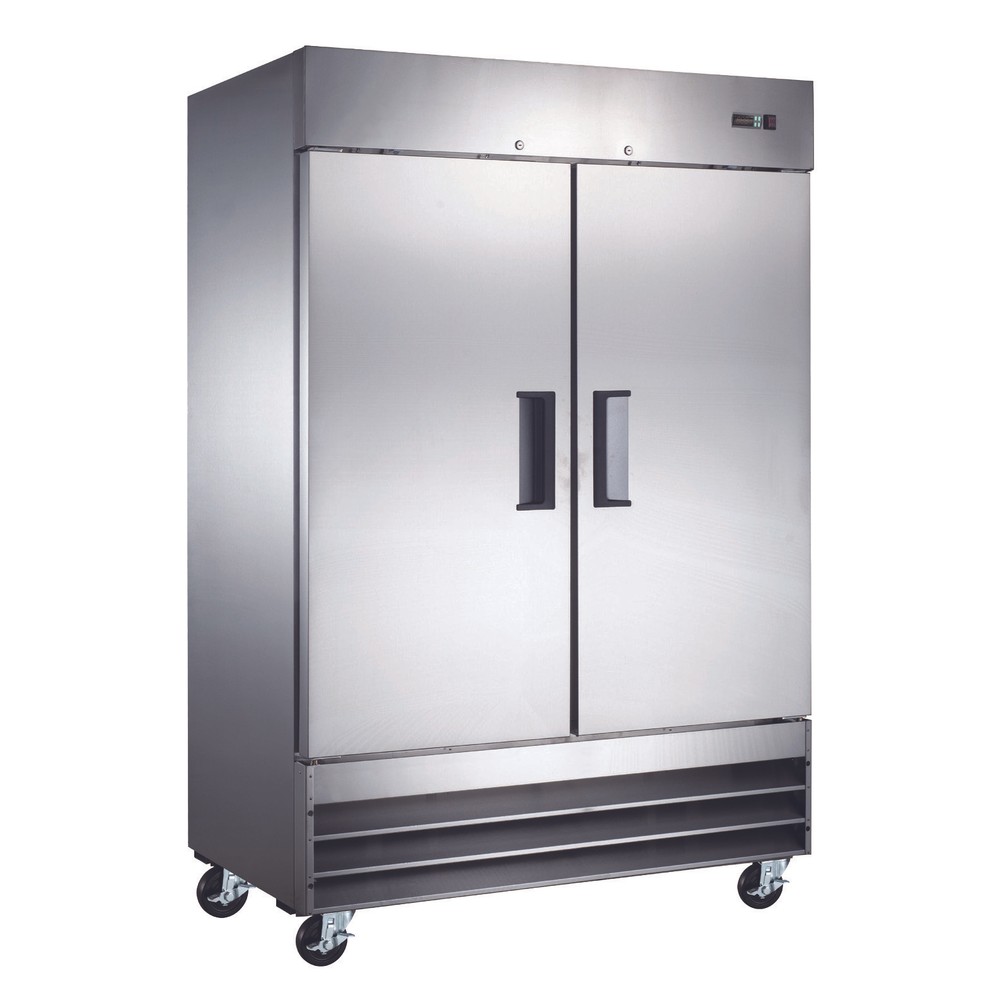 Omcan USA 50026 54" 2-Section Reach-In Refrigerator w/ 2 Solid Doors, Bottom ...