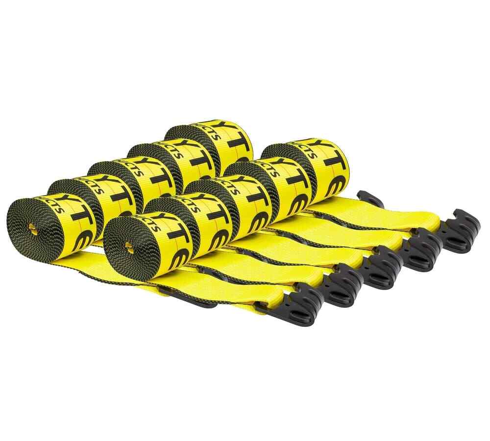 (10 Pack) 4" Winch Strap with 3.25" Wide Flat Hook