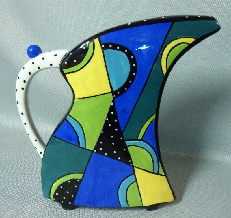 Circular Motion Britto Romero ? Style Art Pottery Pitcher