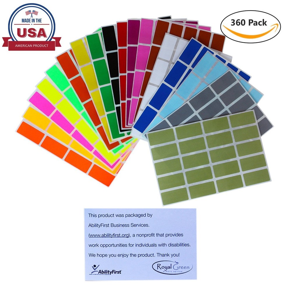 Labeling Identification Rectangle Color Code Organizing Folder Stickers 360 Pack