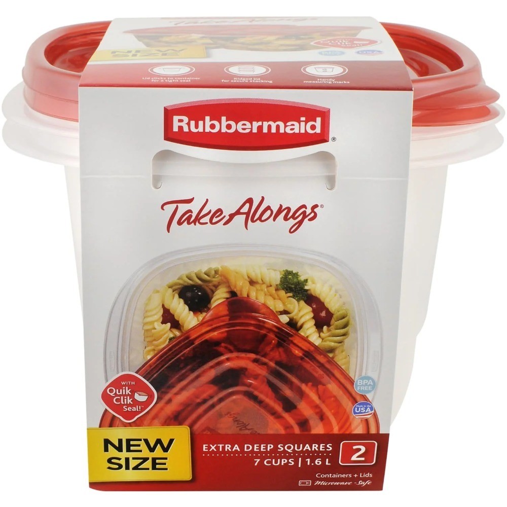 2-Pack 7-Cup Square Food Storage Containers with Lids Leakproof