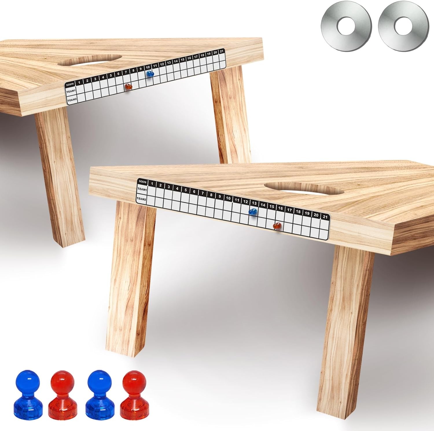 Cornhole Scoreboard 2 Pack, Metal Decal with Magnetic Score Keepers for Corn...