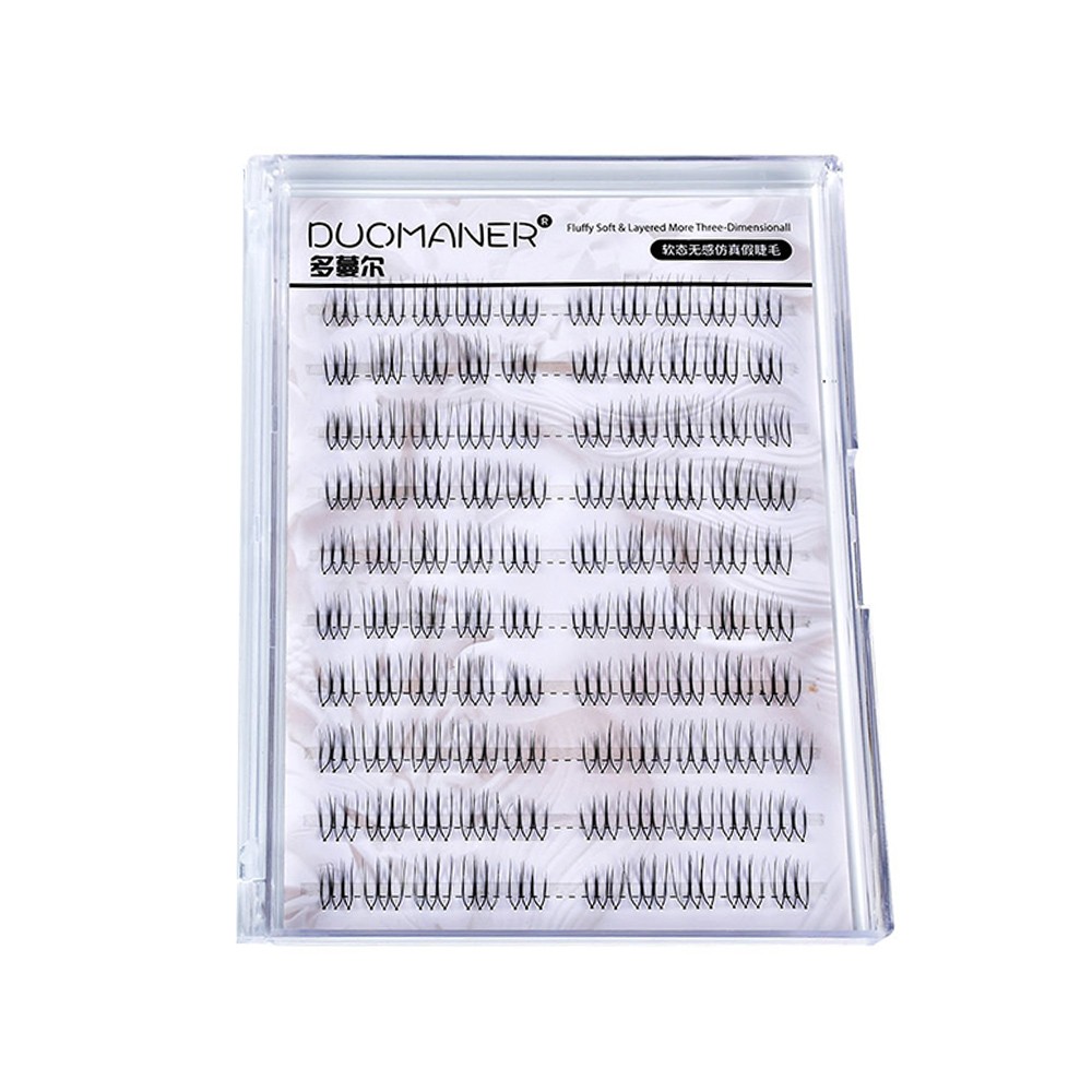 Cross U-shaped Reusable 100 Clusters Lash Extension Segmented False Eyelashes ๑