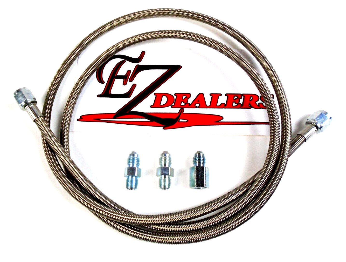 60" inch -4 Stainless Steel Braided Pressure Line Kit For Oil Water Fuel Gauges