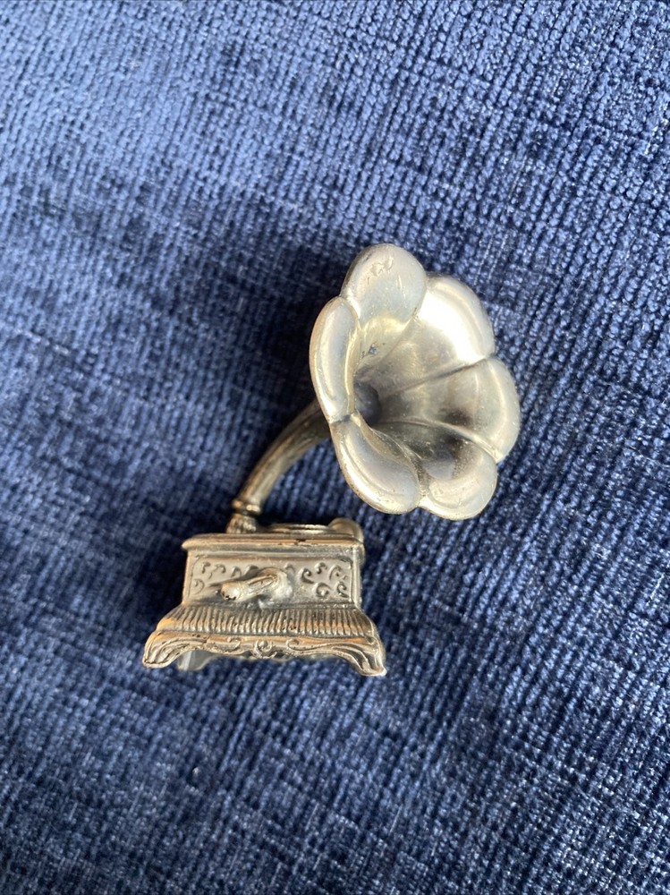 sterling silver miniature gramophone