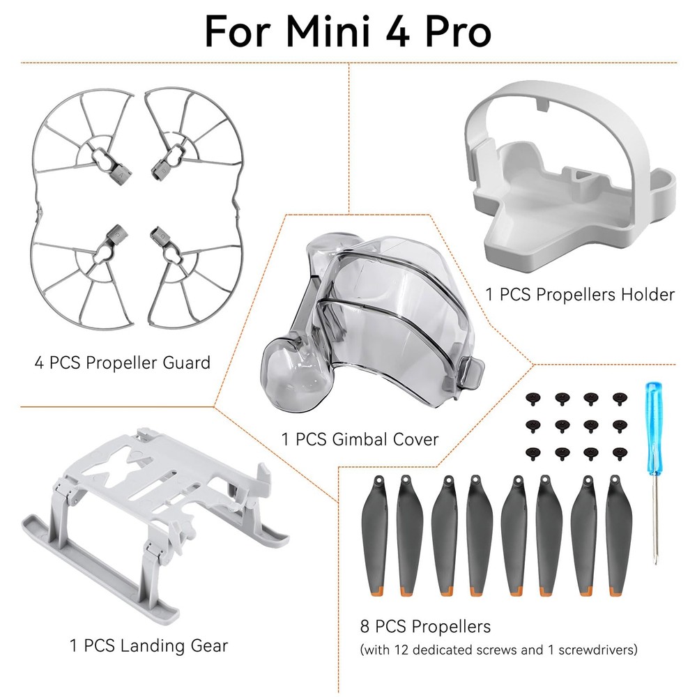 Craznick Mini 4 Pro Accessories Bundle: with Propellers Blades Guard Landing...