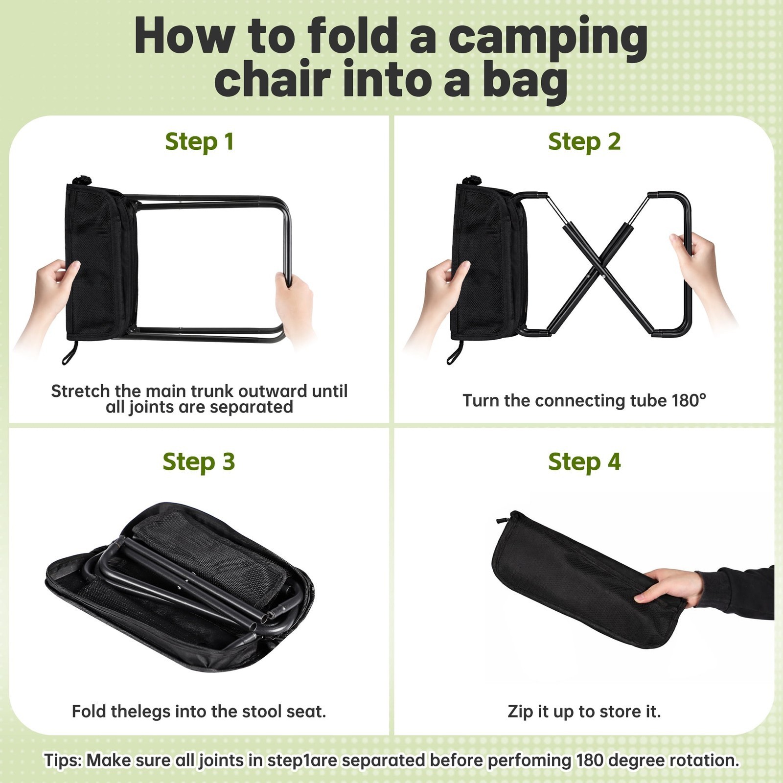 Foldable Camping Backpack Stool Portable Lightweight Collapsible Chair Travel