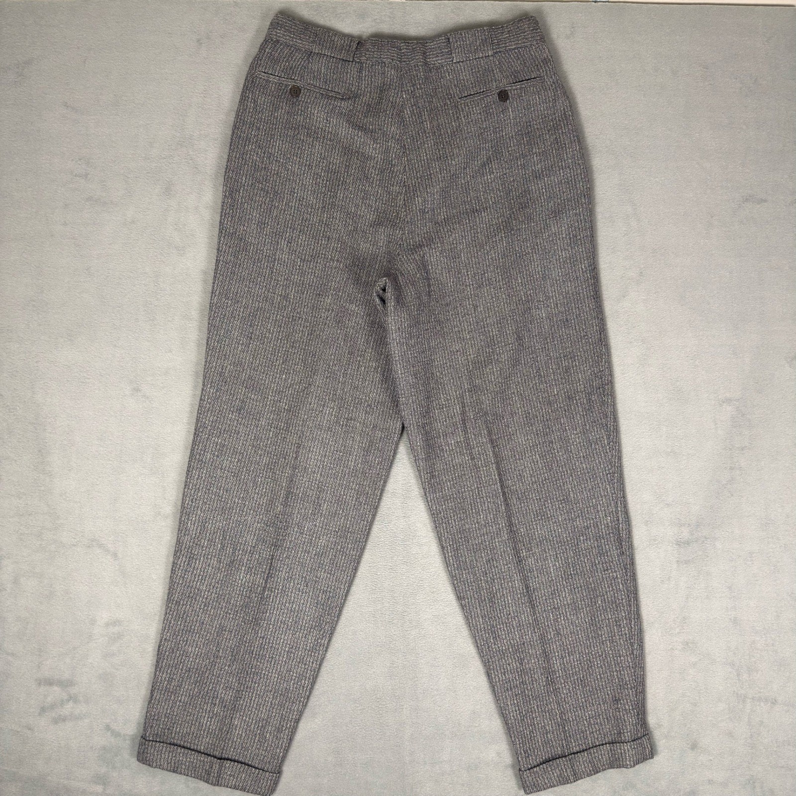 Vintage 80s Basile Made in Italy 100% Wool Pleated Cuffed Dress Pants Mens 31x29