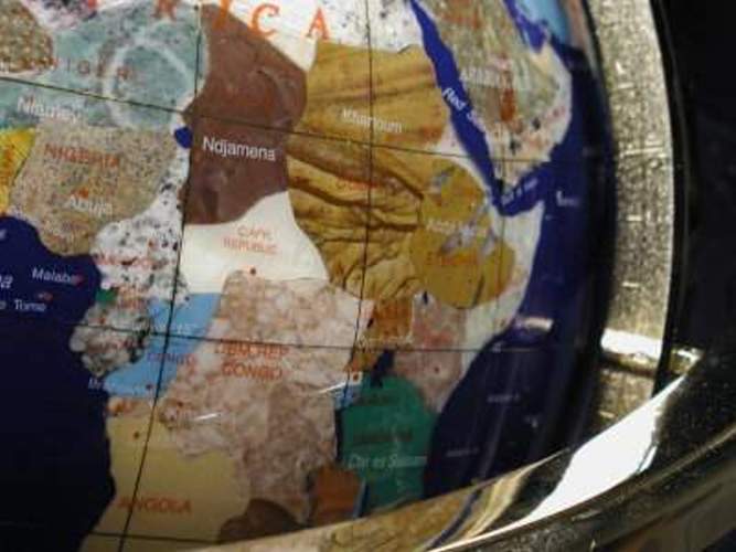 Gem Globe in Solid Brass Frame with Compass-FREE SHIPPING!